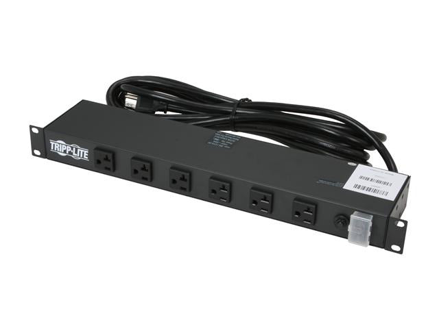 Eaton RS-1215-20 1U Rack-Mount Power Strip, 120V, 20A, 5-20P, 12 Outlets (6 Front-Facing, 6-Rear-Facing) 15 ft. (4.57 m) Cord