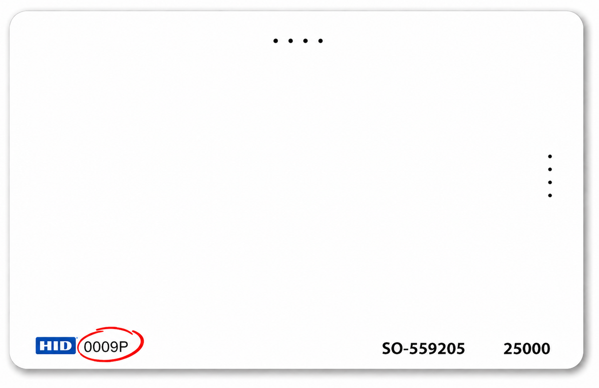 HID 1386LGGMN ISOProx II Proximity Card Sequential No Slot Punch, White. Minimum order quantity 100.