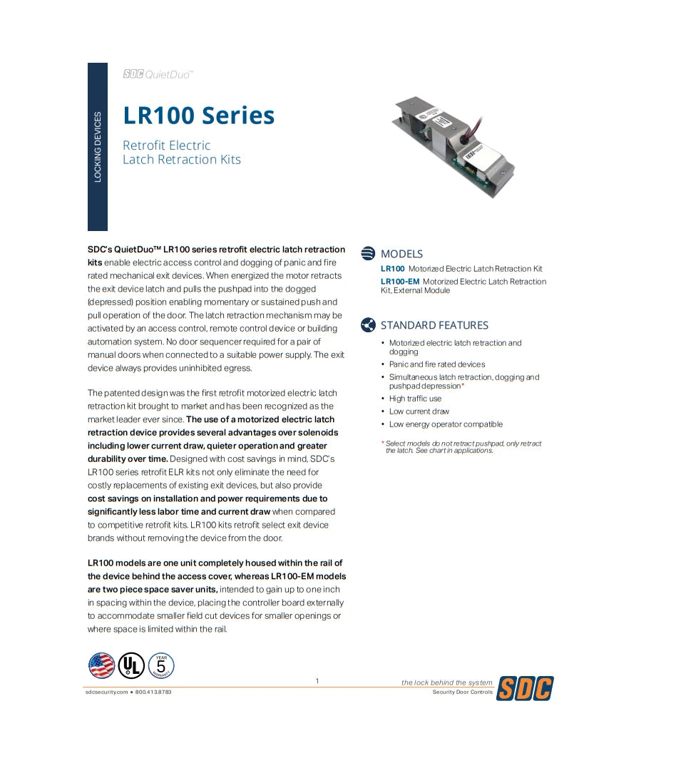 SDC LR100DMK Electric Latch Retraction Kit - Dor-O-Matic