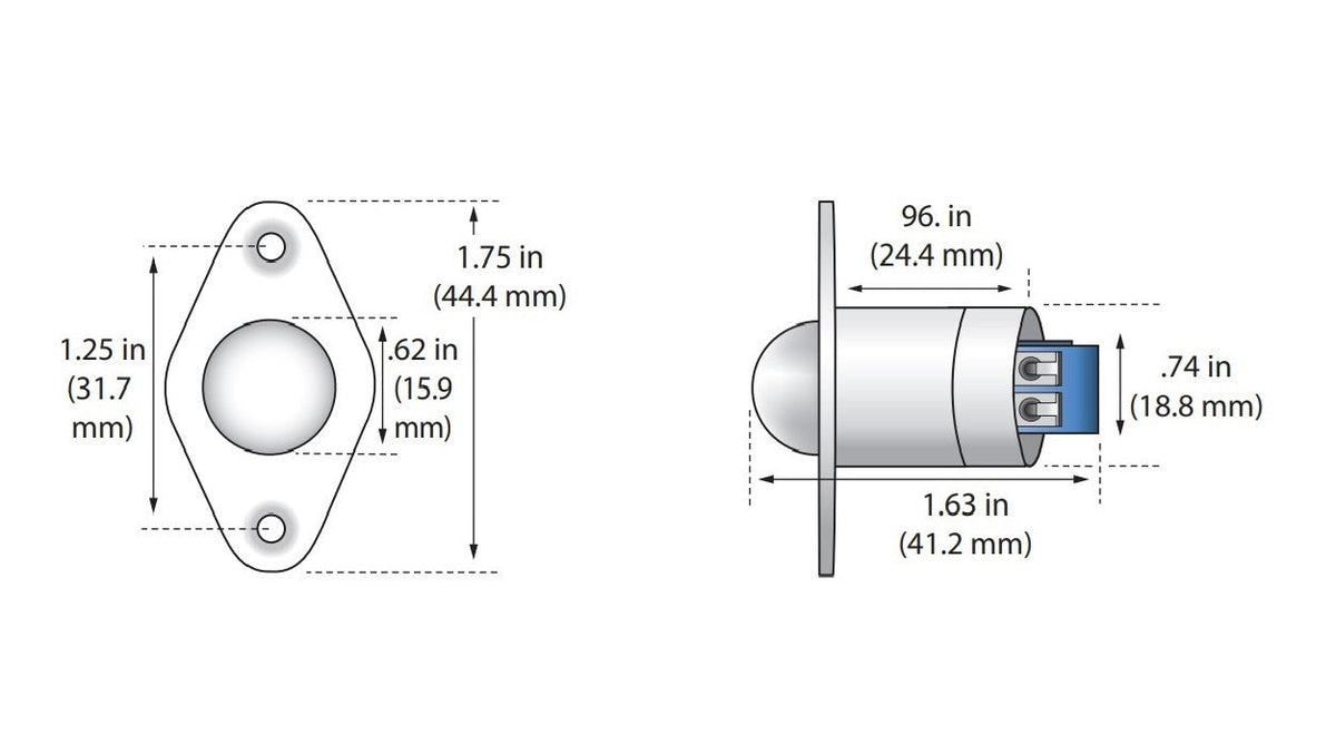George Risk Industries DS-01T-W Short Roller Ball Switch/Screw Down Flange/Closed Loop/Terminals.