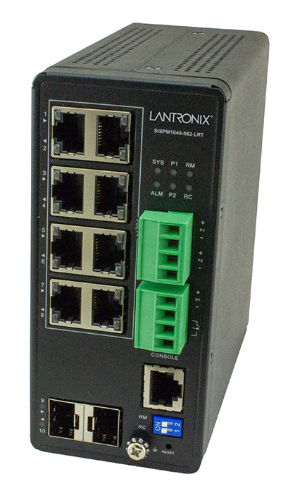 Transition Networks SISPM1040-582-LRT Managed Hardened PoE++ Switch, (8) 10/100/1000Base-T PoE++, (2) 100/1000Base-X SFP