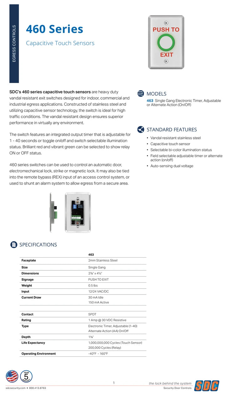 SDC 463U Piezoelectric Exit Switch