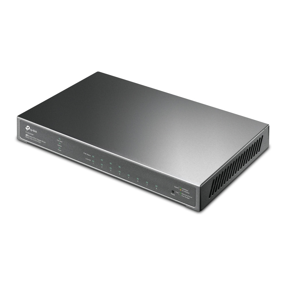 TP-Link SG2008P Omada 8-Port Gigabit Smart Switch with 4-Port PoE+ PORT: 4 Gigabit PoE+ Ports SPEC: 802.3at/af, 62 W PoE