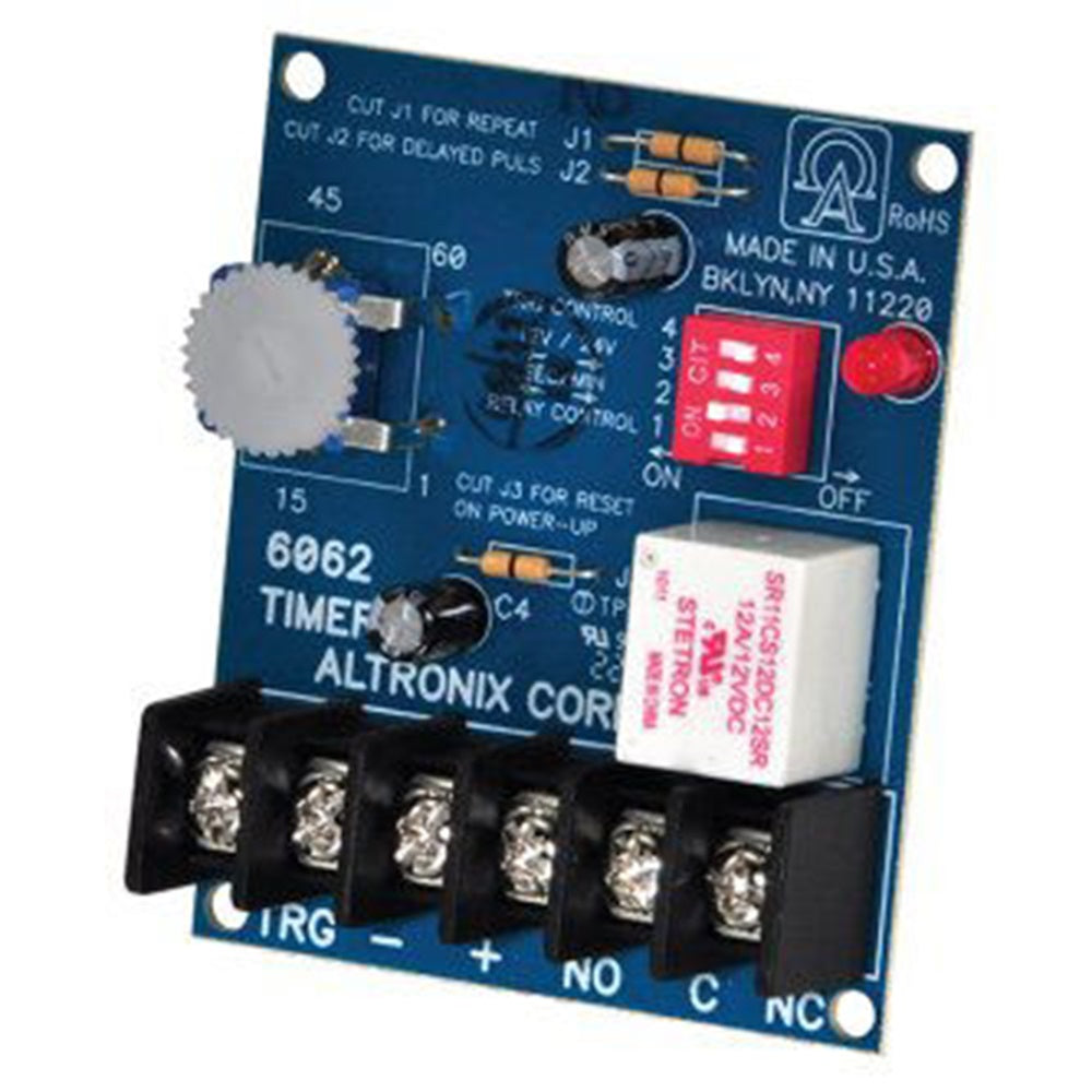Altronix 6062 Timer, Multi-Purpose, 12/24VDC 1 Second to 60 Minutes, Board