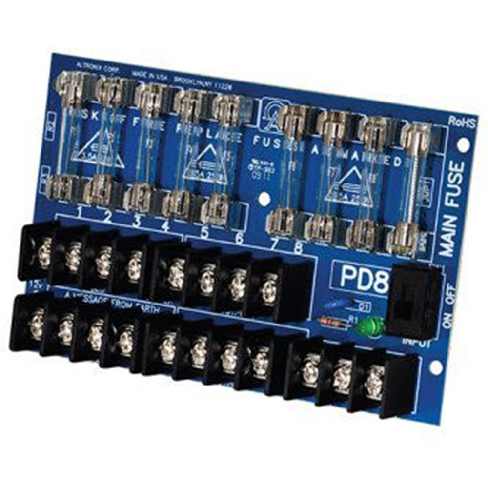 Altronix PD8 Power Distribution Module, 8 Fused Outputs up to 28VAC/VDC, Board