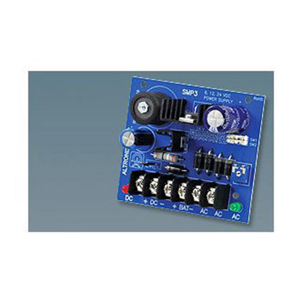 Altronix SMP3 Power Supply Charger, Single Output, 6/12/24VDC @ 2.5A, 24/28VAC, Board
