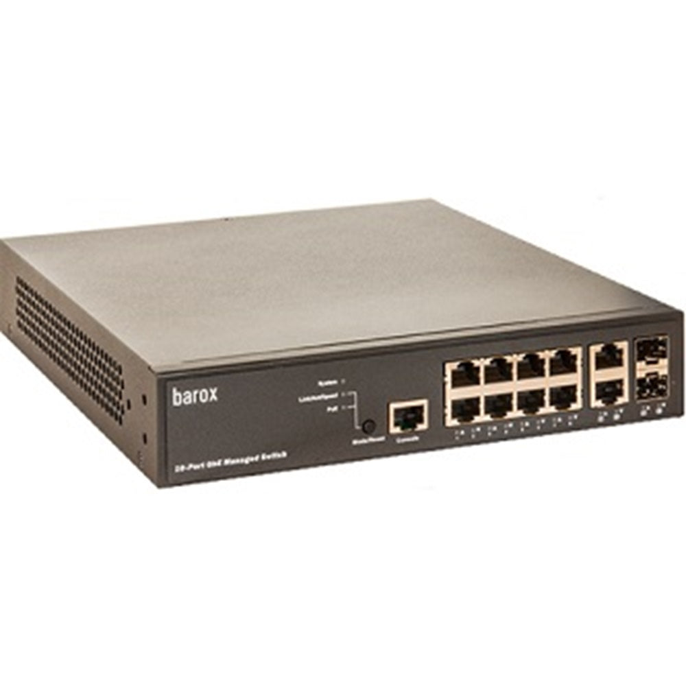 Barox RY-LGSP23-10G Switch, 19", Managed, 8 x IEEE 802.3af/at Power over Ethernet RJ45 ports, 2 x 100/1000TX RJ45/SFP Combo ports
