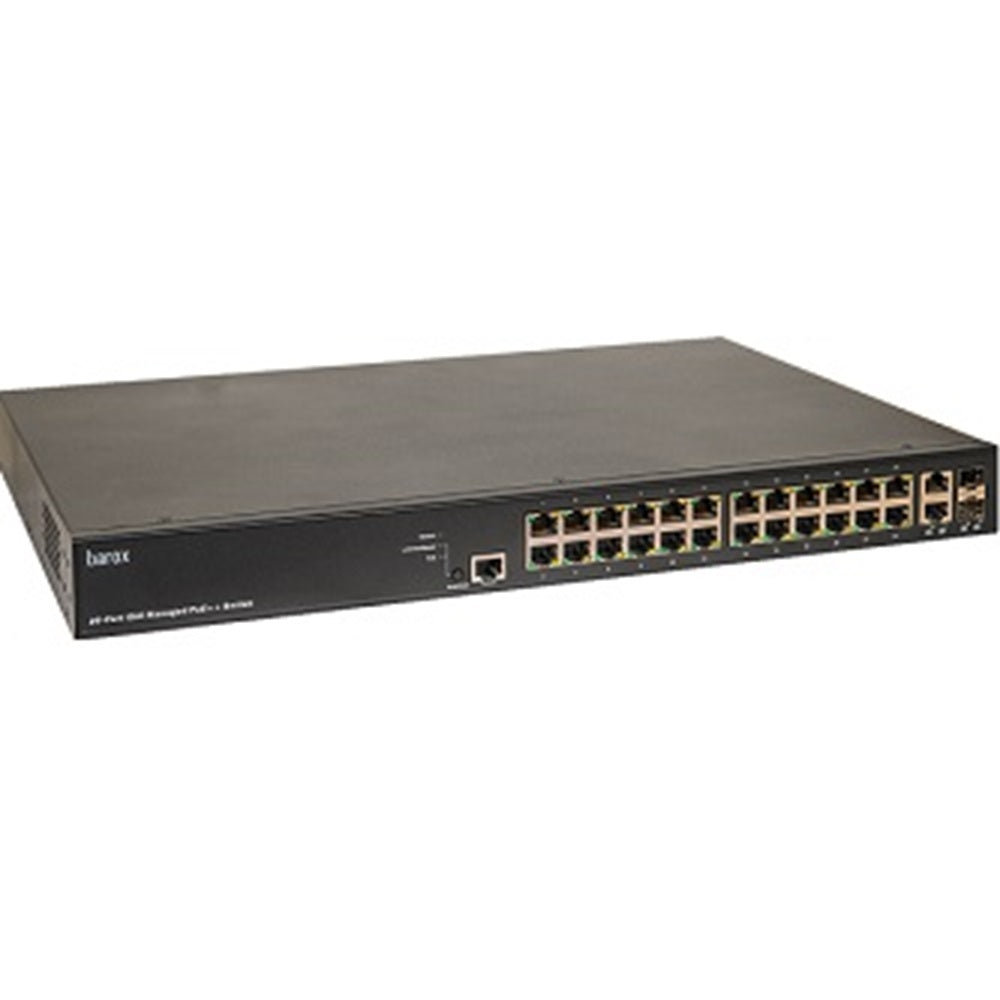 Barox RY-LGSPTR23-26 Switch, 19", Managed, 24 x IEEE 802.3af/at/bt Power over Ethernet RJ45 ports, 2 x 100/1000TX RJ45/SFP Combo