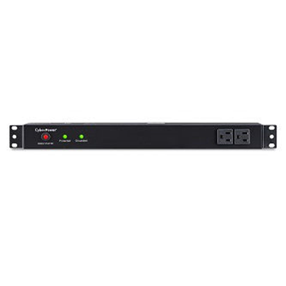 CyberPower RKBS15S2F8R 3600 J, 120 V, NEMA 5-15P plug, 10 NEMA 5-15R (2 front, 8 rear), 15 ft cord, Limited lifetime warranty