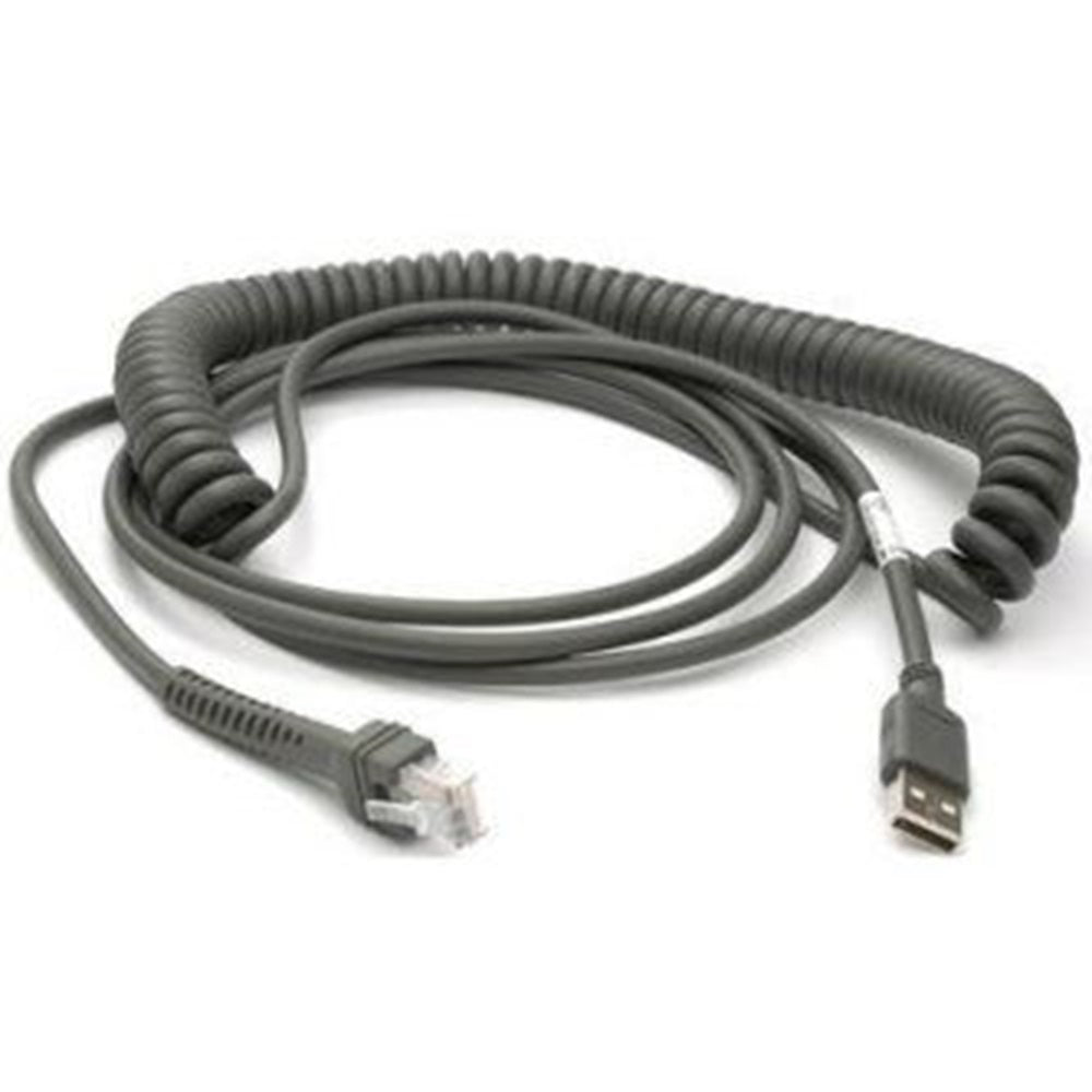 Datalogic 90A052066 Cable, USB, Type A, Enhanced, Coiled, Power Off Terminal, 5 Meters.