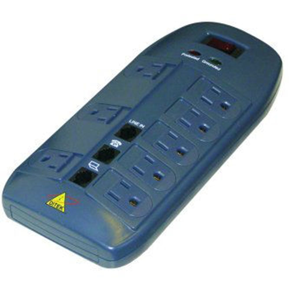 Ditek DTK-8FF Surge Suppressor 8 Outlet Strip, 6 Foot Cord with In and Out
