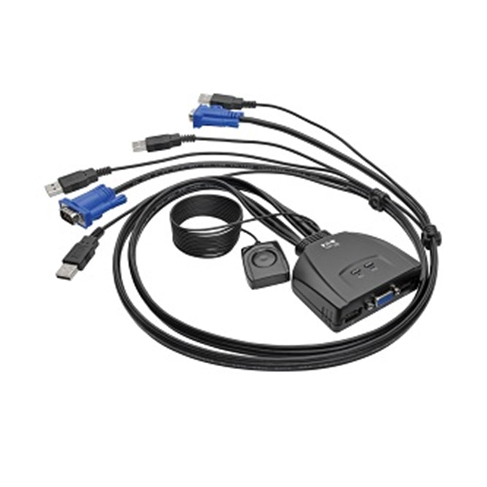 Eaton B032-VU2 2-Port USB/VGA Cable KVM Switch with Cables and USB Peripheral Sharing