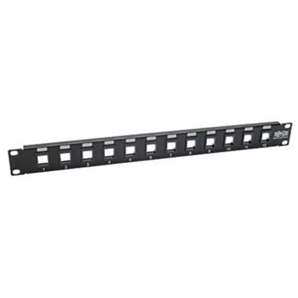 Eaton N062-012-KJ 12-Port 1U Rack-Mount Unshielded Blank Keystone/Multimedia Patch Panel, RJ45 Ethernet, USB, HDMI, Cat5e/6