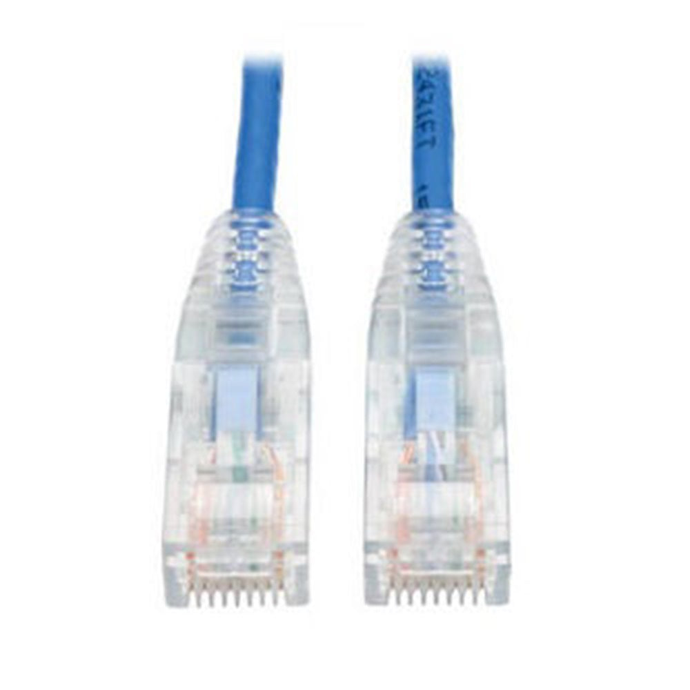 Eaton N201-S01-BL Cat6 Gigabit Snagless Slim UTP Ethernet Cable (RJ45 M/M), PoE, Blue, 1 ft. (0.31 m)