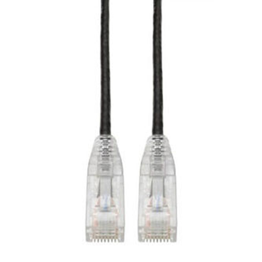 Eaton N201-S07-BK Cat6 Gigabit Snagless Slim UTP Ethernet Cable (RJ45 M/M), PoE, Black, 7 ft. (2.13 m)