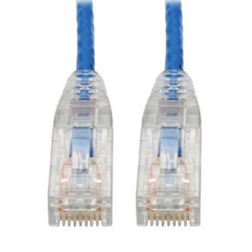 Eaton N201-S8N-BL Cat6 Gigabit Snagless Slim UTP Ethernet Cable (RJ45 M/M), PoE, Blue, 8-in. (20.32 cm)