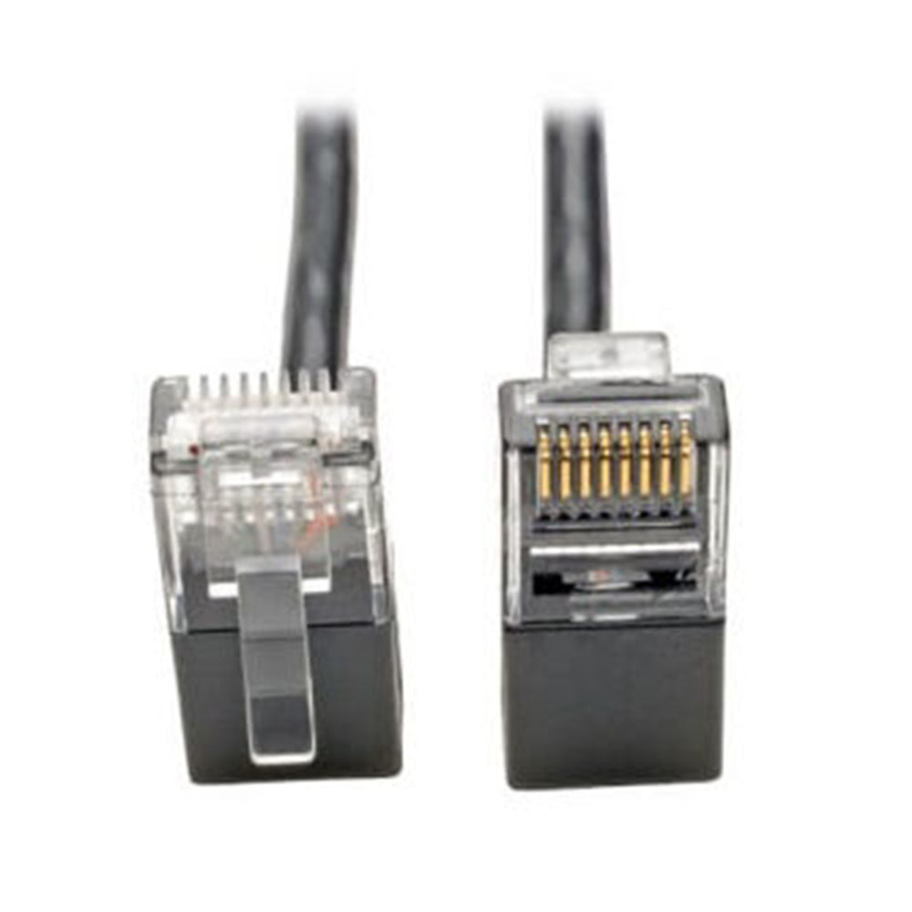 Eaton N201-SR1-BK Right-Angle Cat6 Gigabit Snagless Molded Slim UTP Ethernet Cable (RJ45 M/M), Black, 1 ft. (0.31 m)