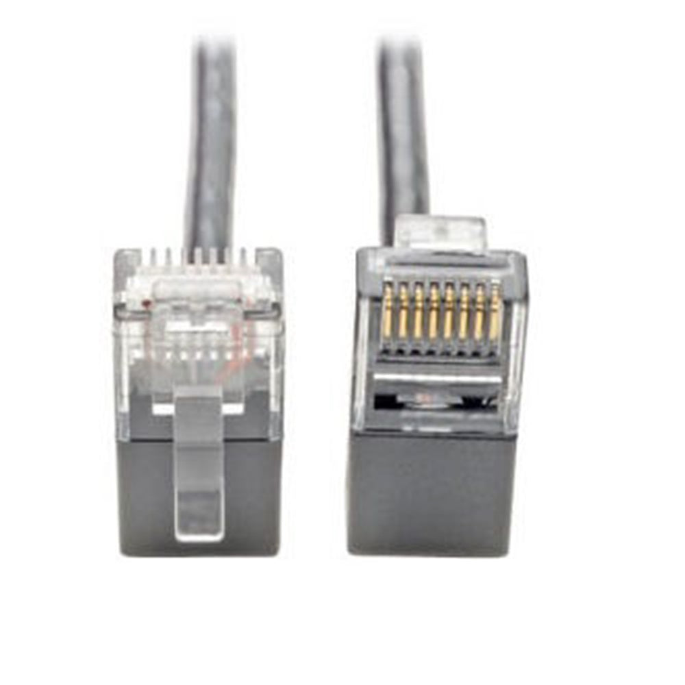 Eaton N201-SR1-GY Right-Angle Cat6 Gigabit Snagless Molded Slim UTP Ethernet Cable (RJ45 M/M), Gray, 1 ft. (0.31 m)