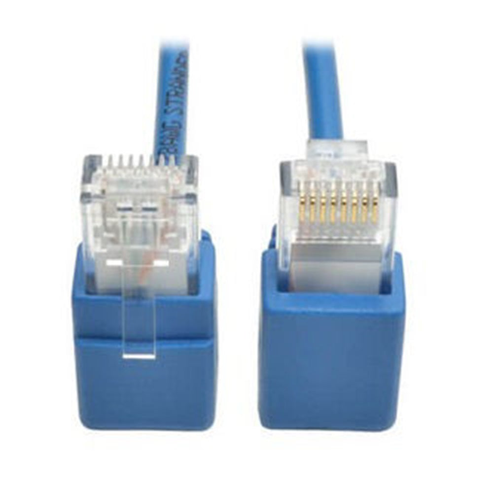 Eaton N201-SR2-BL Right-Angle Cat6 Gigabit Snagless Molded Slim UTP Ethernet Cable (RJ45 M/M), Blue, 2 ft. (0.61 m)