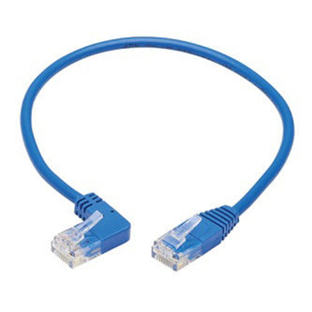 Eaton N204-S01-BL-LA Left-Angle Cat6 Gigabit Molded Slim UTP Ethernet Cable (RJ45 Left-Angle M to RJ45 M), Blue, 1 ft. (0.31 m)