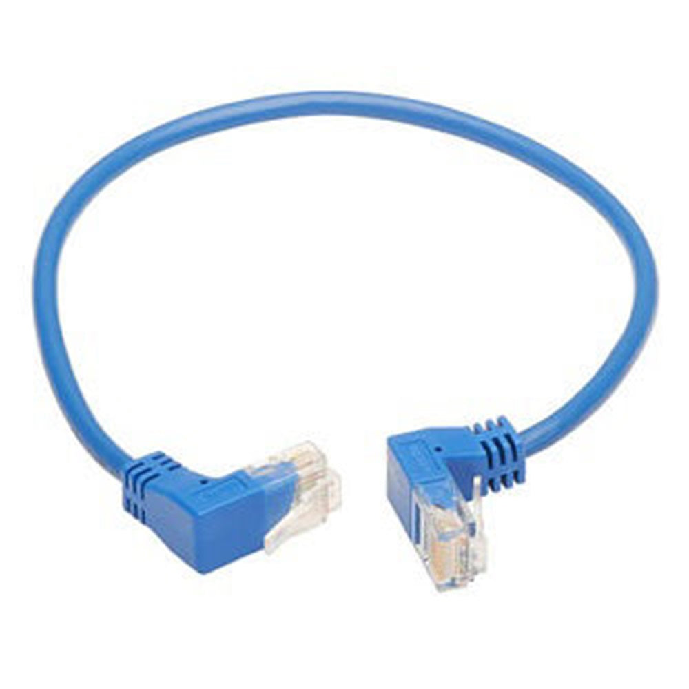 Eaton N204-S01-BL-UD Up/Down-Angle Cat6 Gigabit Molded Slim UTP Ethernet Cable (RJ45 Up-Angle M to RJ45 Down-Angle M), Blue, 1 ft.