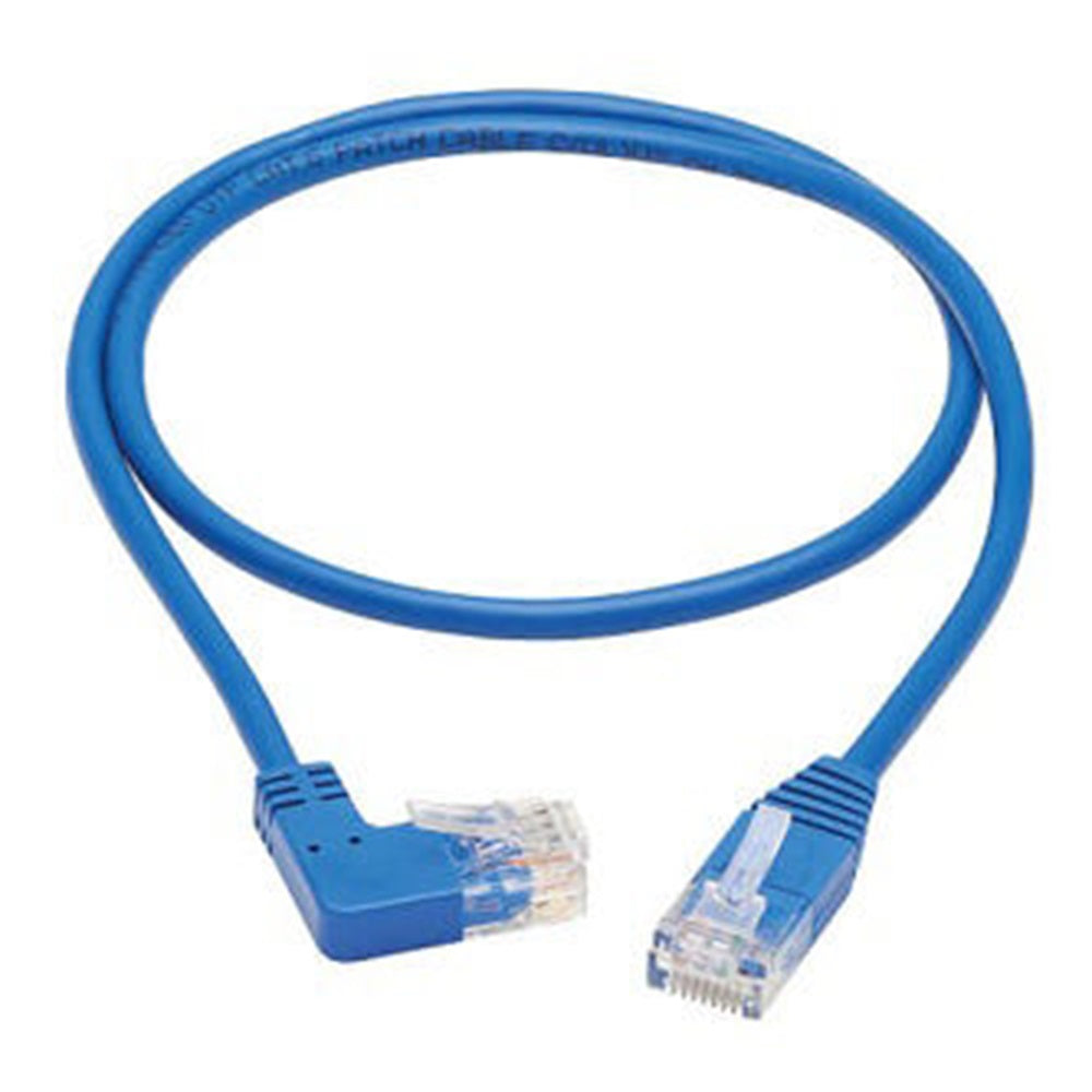 Eaton N204-S03-BL-RA Right-Angle Cat6 Gigabit Molded Slim UTP Ethernet Cable (RJ45 Right-Angle M to RJ45 M), Blue, 3 ft. (0.91 m)