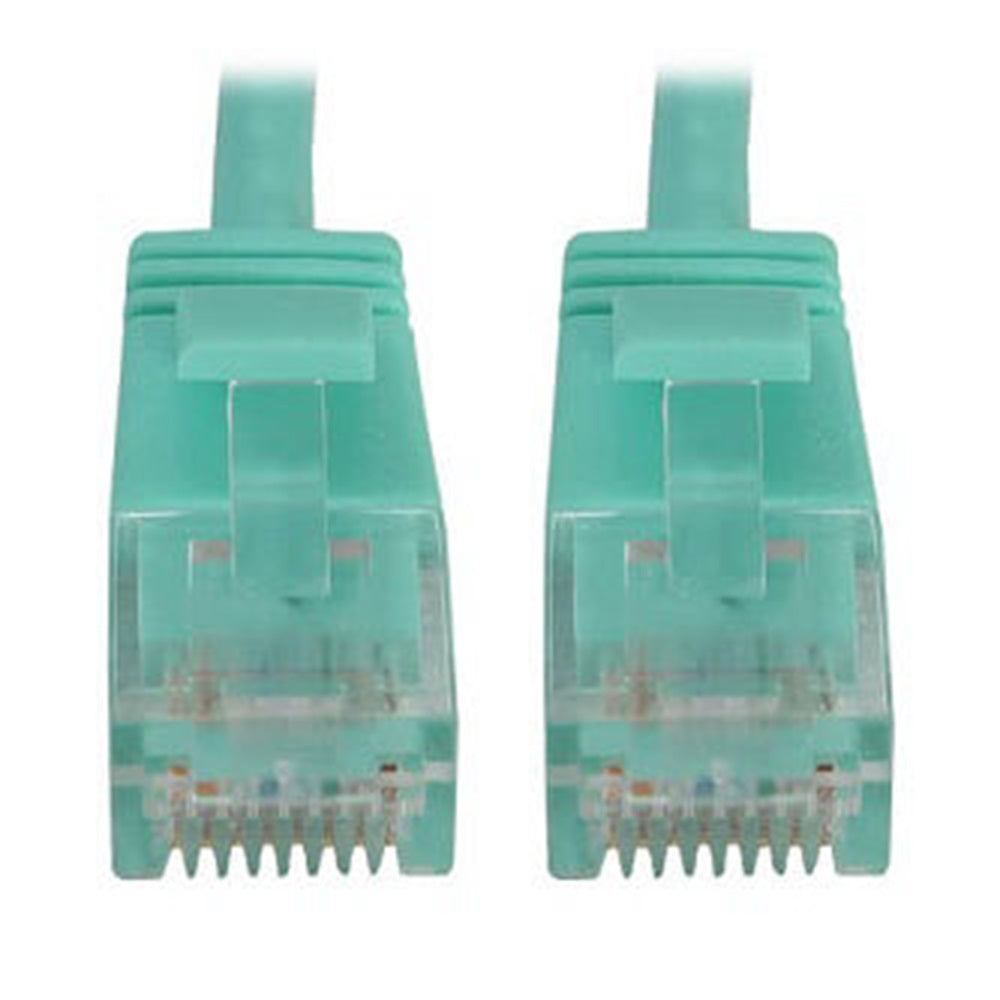 Eaton N261-S07-AQ Cat6a 10G Snagless Molded Slim UTP Ethernet Cable (RJ45 M/M), PoE, Aqua, 7 ft. (2.1 m)