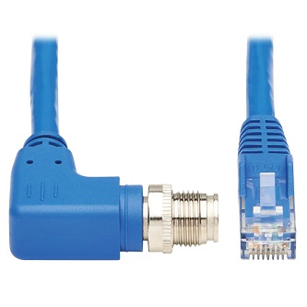 Eaton NM12-604-10M-BL M12 X-Code Cat6 1G UTP CMR-LP Ethernet Cable (Right-Angle M12 M/RJ45 M), IP68, PoE, Blue, 10 m (32.8 ft.)