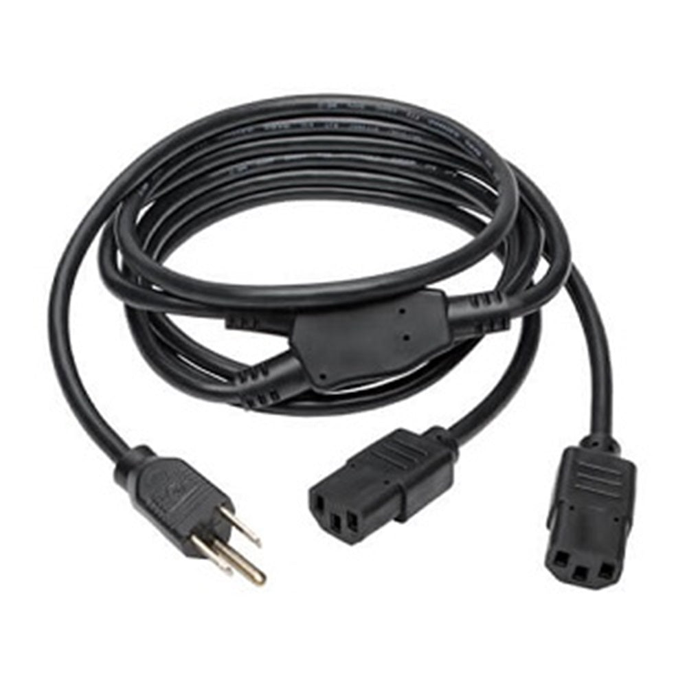 Eaton P006-006-2 Y Splitter Power Cable, NEMA 5-15P to 2x C13 - 10A, 125V, 18 AWG, 6 ft. (1.83 m), Black
