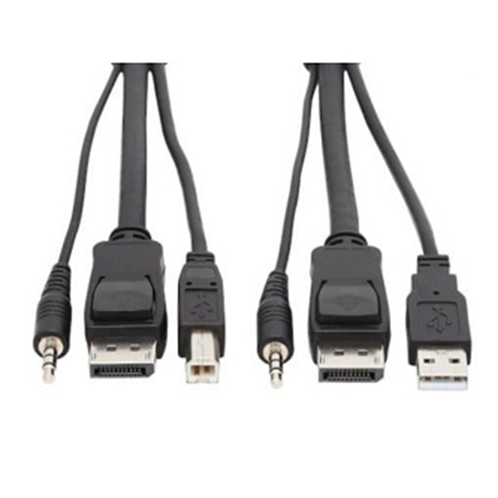 Eaton P783-006 DisplayPort KVM Cable Kit, 3 in 1 - 4K DisplayPort, USB, 3.5 mm Audio (3xM/3xM), 4:4:4, 6 ft. (1.83 m), Black