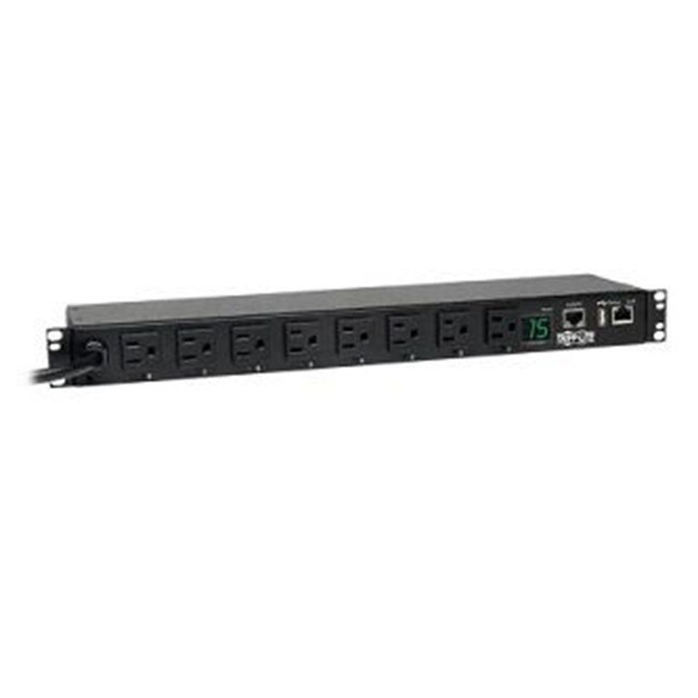 Eaton PDUMH15NET2LX 1.4kW Single-Phase Switched PDU, LX Interface, 120V Outlets (8 5-15R), NEMA 5-15P, 12 ft. (3.66 m) Cord, 1U