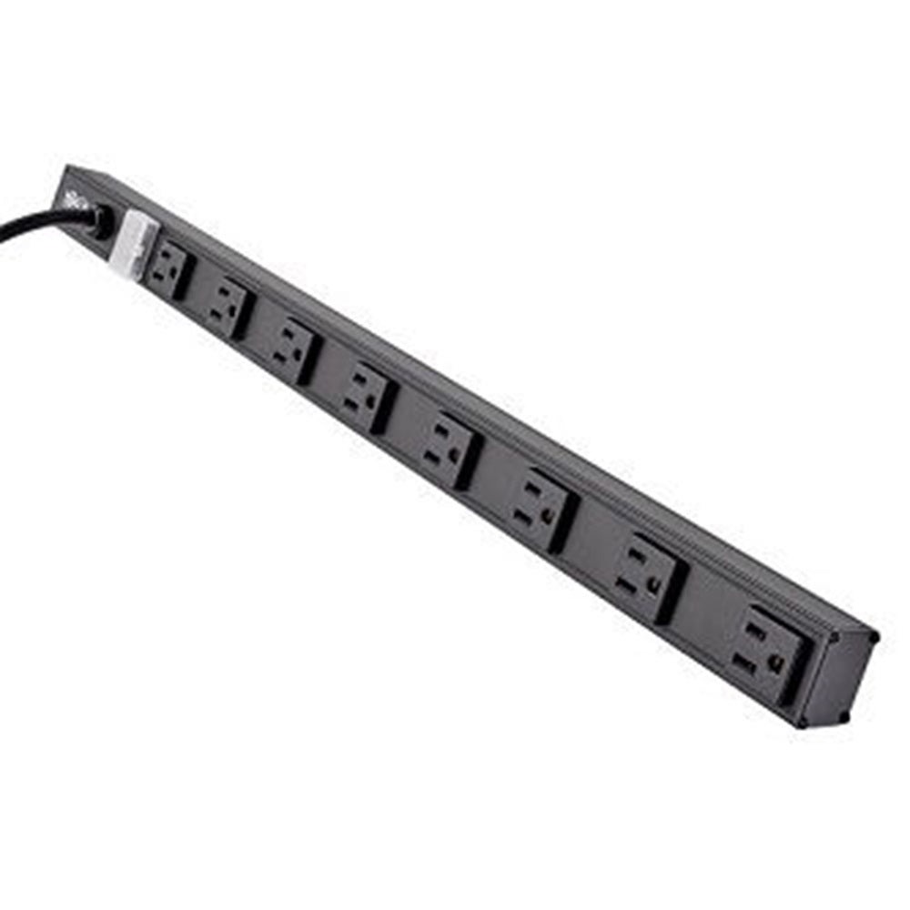 Eaton PS2408B 8-Outlet Vertical Power Strip, 120V, 15A, NEMA 5-15P, 15 ft. (4.57 m) Cord, 24 in., Black Housing