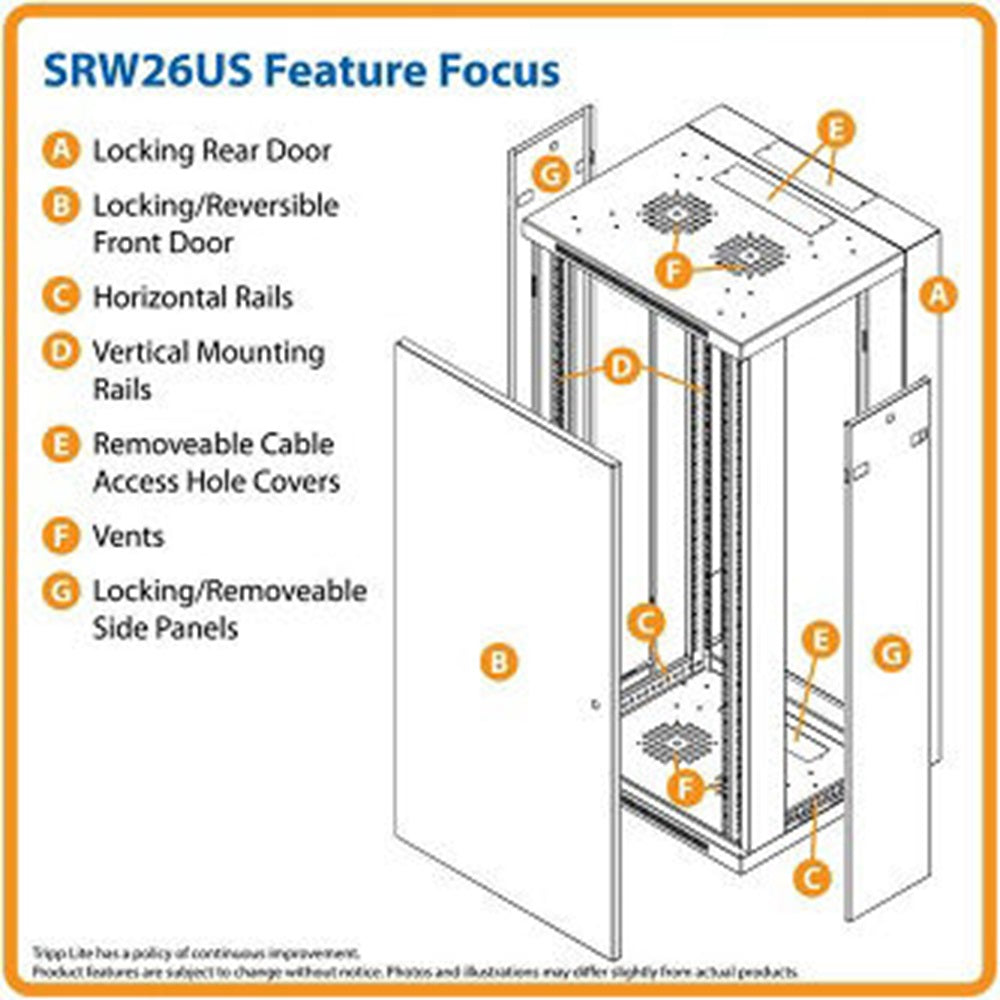 Eaton SRW26US Tripp Lite 26U Wall Mount Rack Enclosure