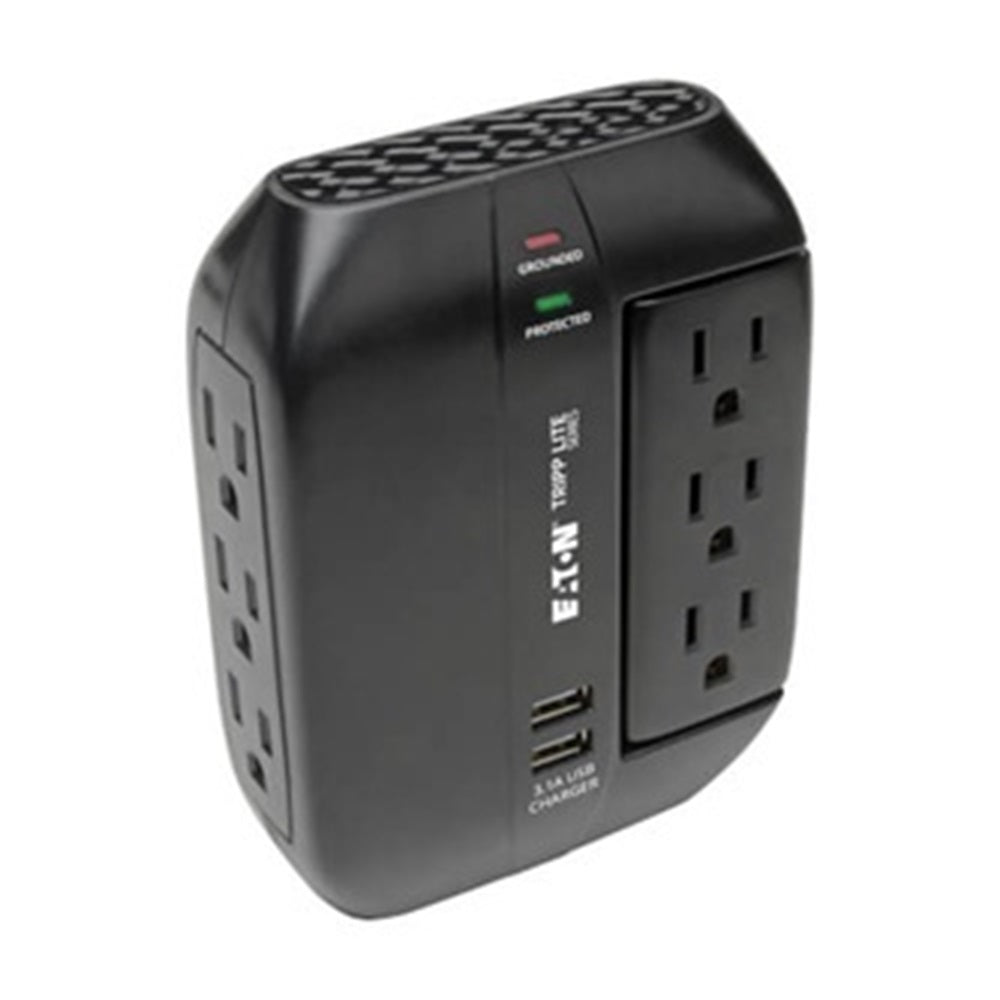 Eaton SWIVEL6USB Protect It! 6-Outlet Surge Protector with 3 Rotatable Outlets -- Direct Plug-In, 1200 Joules, 2 USB Ports