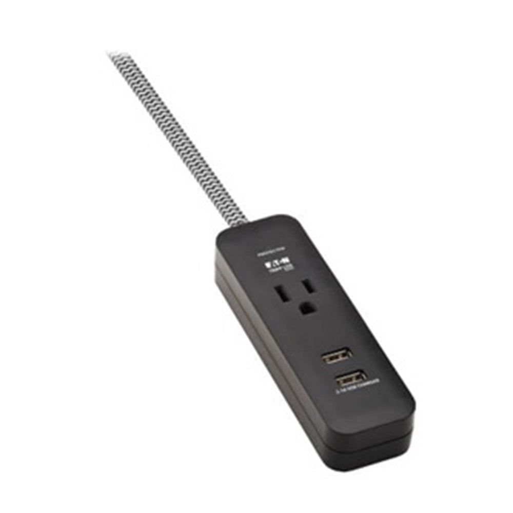 Eaton TLP104USB Tripp Lite Series 1-Outlet Surge Protector with 2 USB Ports (2.1A Shared) - 4 ft. Cord, 5-15P Plug, 450
