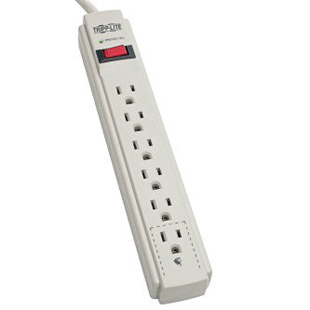 Eaton TLP604 Protect It! 6-Outlet Surge Protector, 4 ft. (1.22 m) Cord, 790 Joules, Diagnostic LED, Light Gray Housing