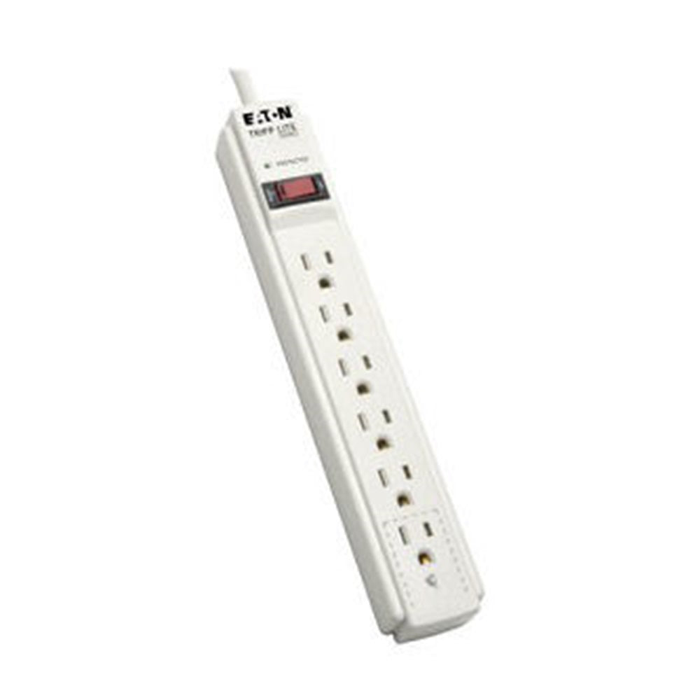 Eaton TLP606 Protect It! 6-Outlet Surge Protector, 6 ft. Cord, 790 Joules, Diagnostic LED, Light Gray Housing