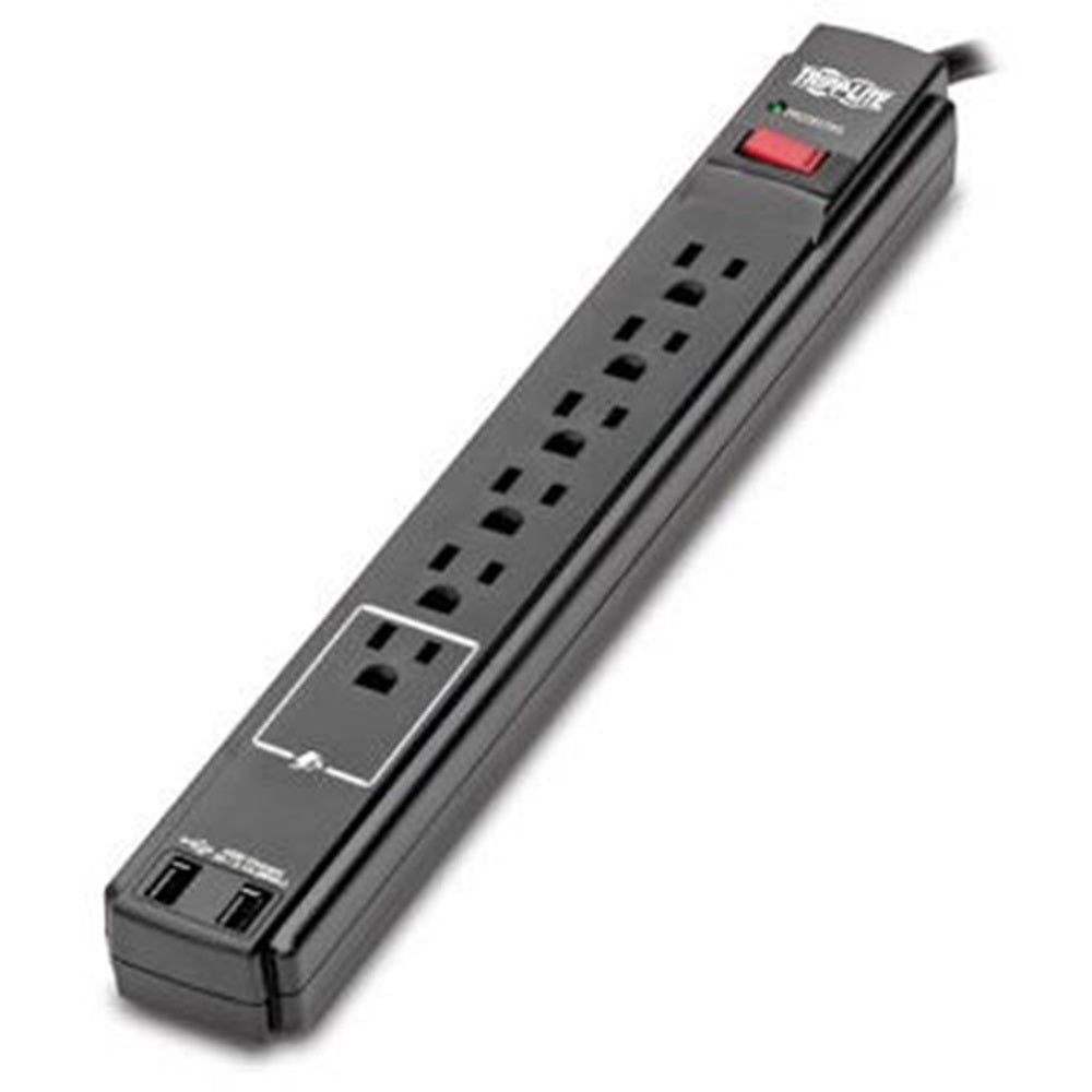 Eaton TLP606USBB Protect It! 6-Outlet Surge Protector, 6 ft. Cord, 990 Joules, 2 USB Ports (2.1A), Black Housing