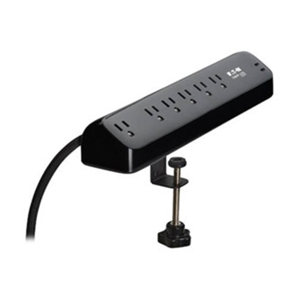 Eaton TLP610U30CLAMPB Tripp Lite Series 6-Outlet Surge Protector 2 USB-C Ports 5-15R Outlets 900 J 30W PD Desk Clamp 10ft Cord Black