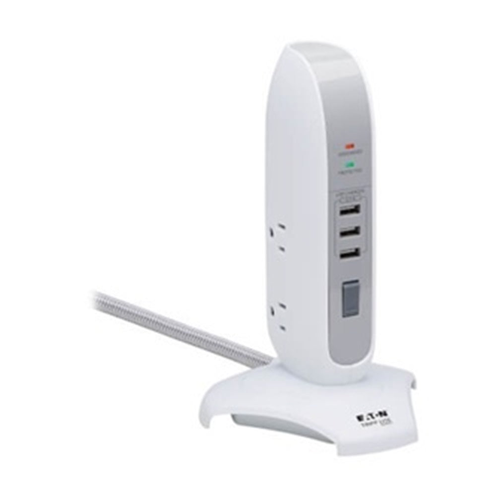 Eaton TLP66USB Tripp Lite Series 5-Outlet Surge Protector Tower, 3x USB Ports (3.1A Shared), 6 ft. Cord, 5-15P Plug, 1200