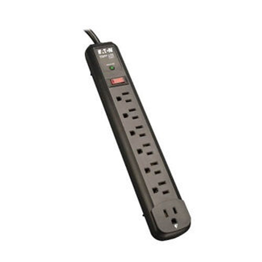 Eaton TLP74RB Protect It! 7-Outlet Surge Protector, 6 Right-Angle Outlets, 4 ft. (1.22 m) Cord, 1080 Joules, Diagnostic LED