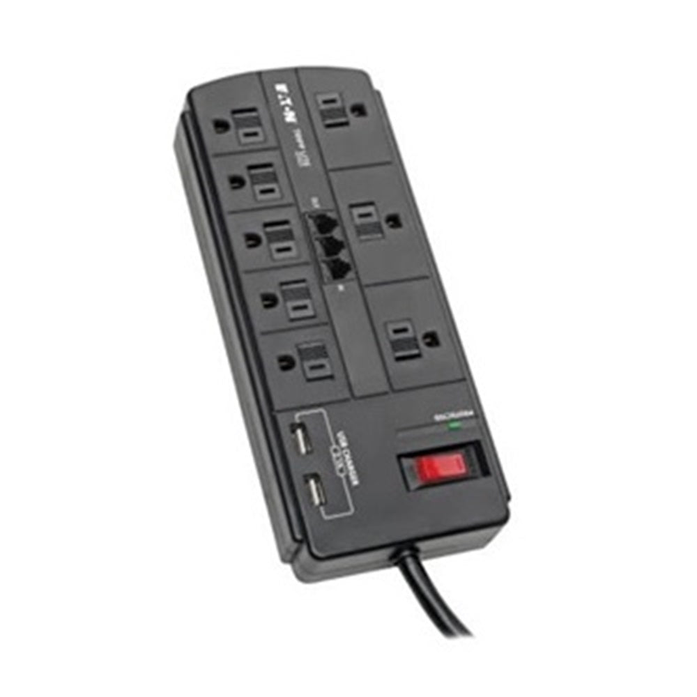 Eaton TLP88TUSBB Tripp Lite Series 8-Outlet Surge Protector with 2 USB Ports (2.1A Shared) - 8 ft. (2.43 m) Cord, 1200 Joules