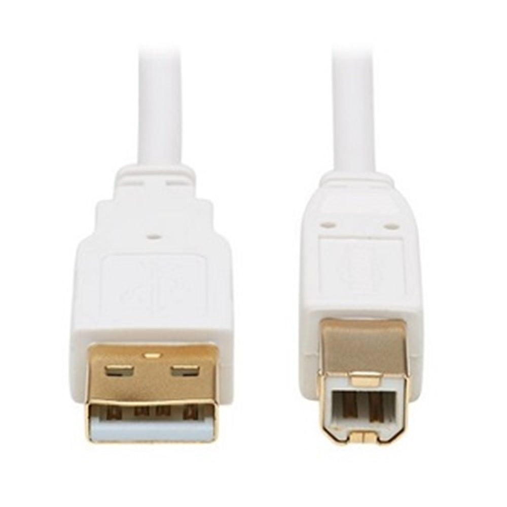 Eaton U022AB-010-WH Tripp Lite Series Safe-IT USB 2.0 A to B Antibacterial Cable (M/M), White, 10 ft. (3.05 m)