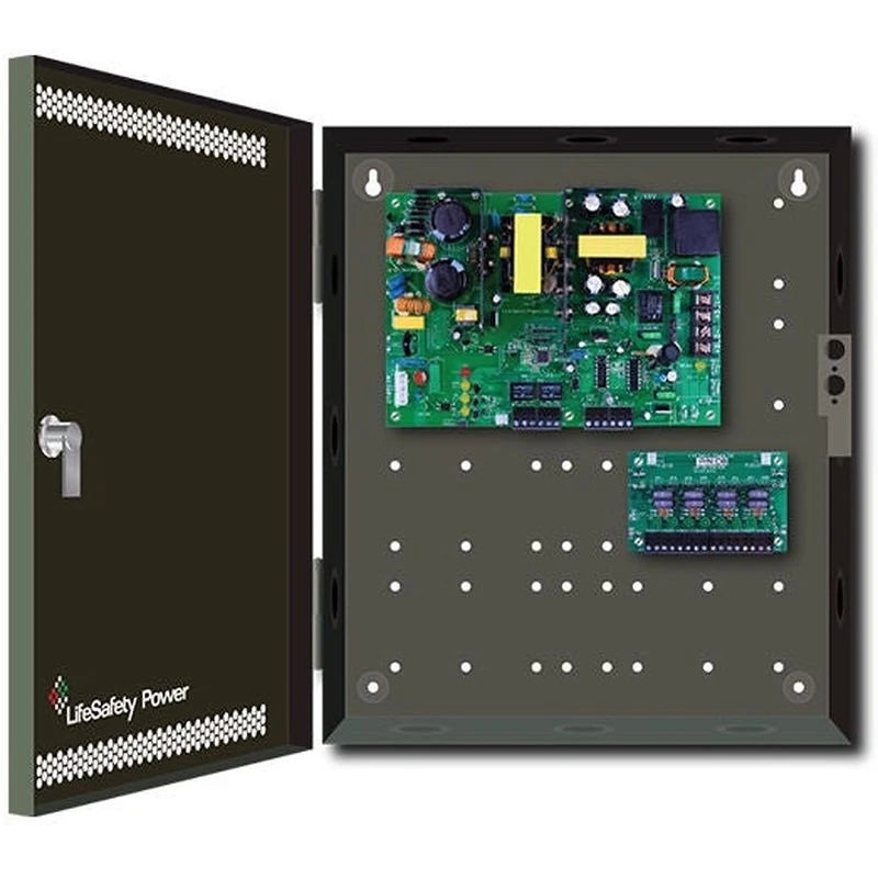 LifeSafety Power FPO150-B100C8D8E2 8 lock, 8 auxiliary outputs fused at 3A per output, 4A/12V and 4A/24V (150W max power) E2 enclosure