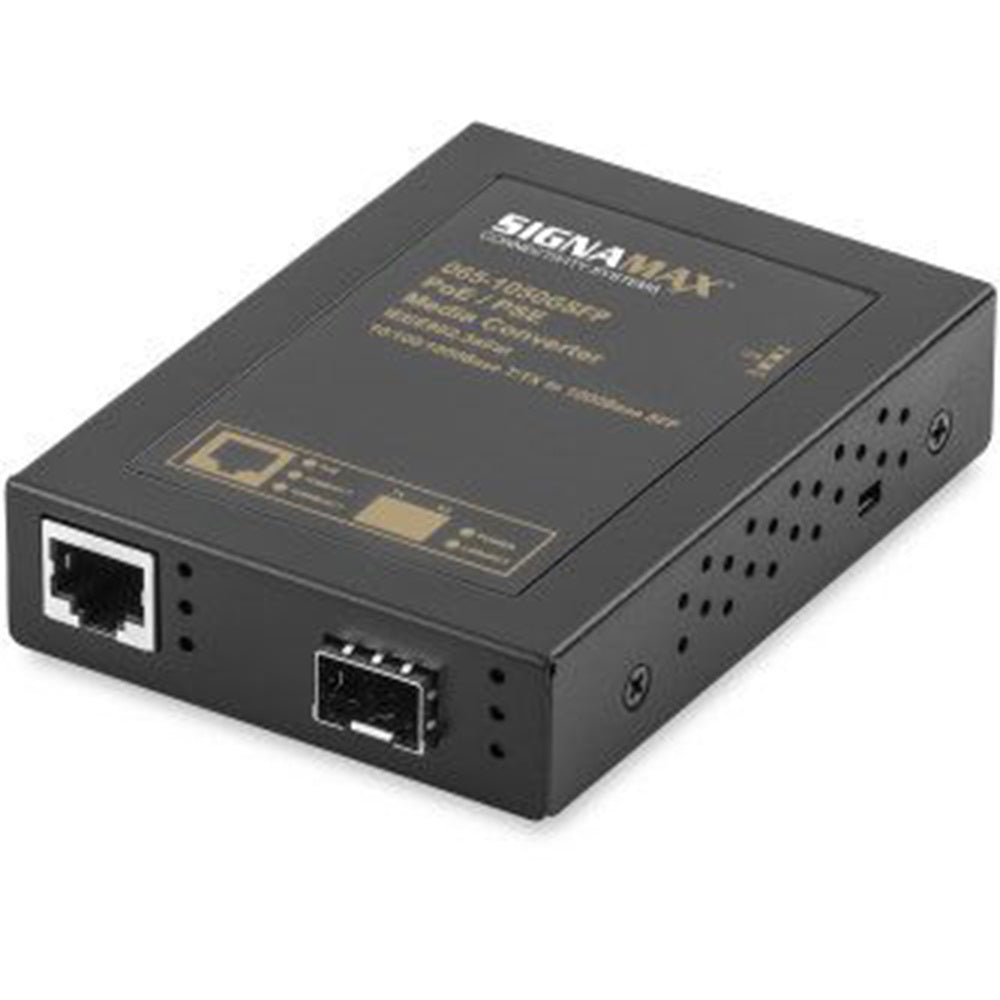 Signamax 065-1050GSFP 10/100/1000 to 1000BaseSFP PSEPoE/PoE+ med cnvrtr 110V