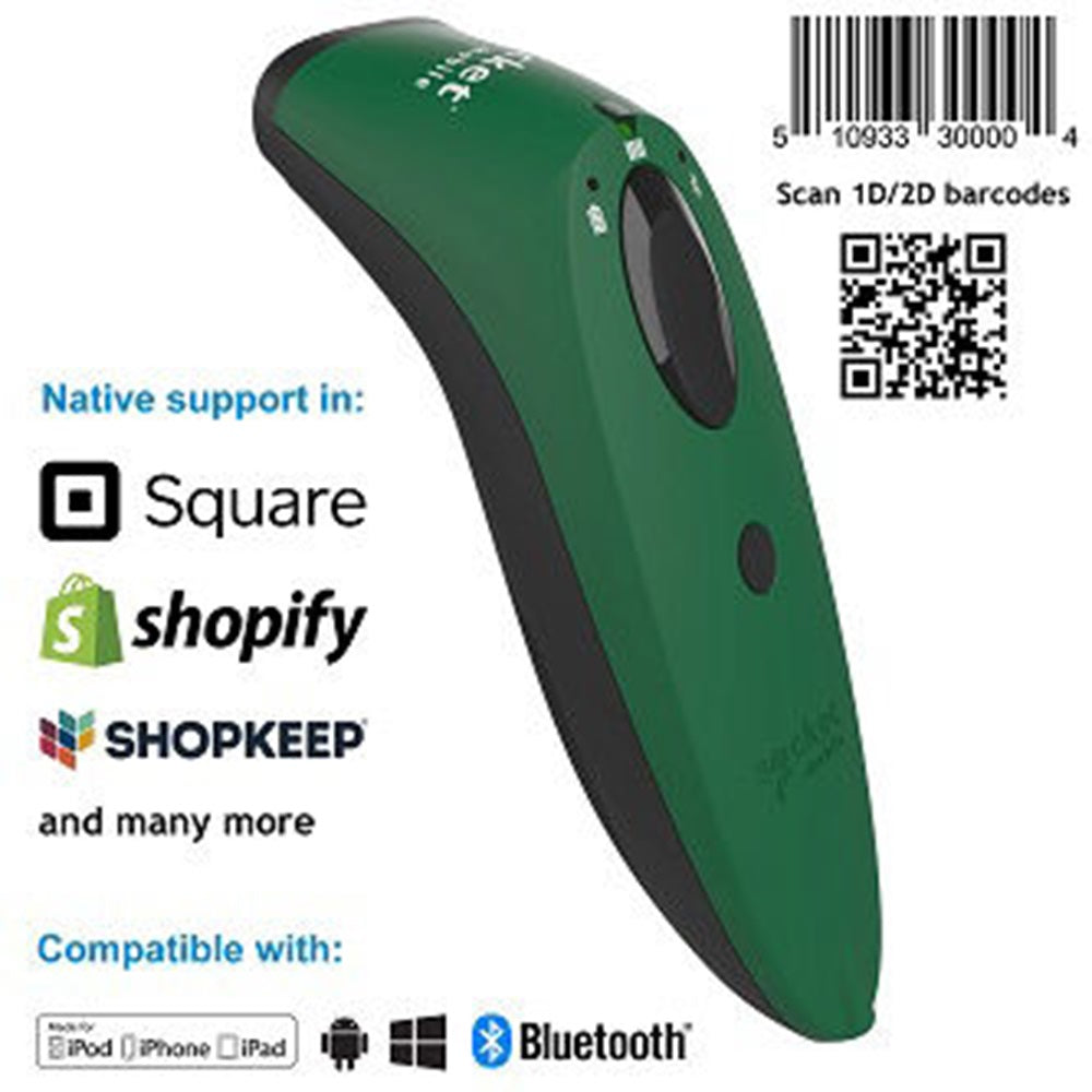 Socket Mobile CX3980-3037 SocketScan S720 Linear Barcode & QR Code Reader, Green
