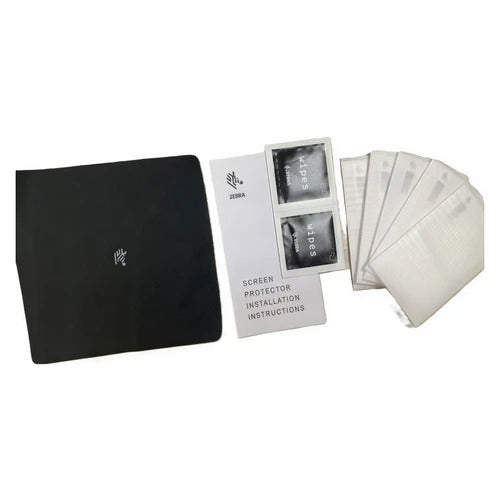 Zebra MISC-MC34-SCRN-01 Set of five tempered glass screen protectors for MC3400 / MC3450 devices. Includes two alcohol wipes, one