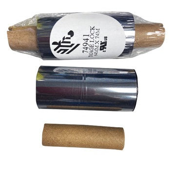 Zebra 74941 Resin Ribbon, 64mmx74m (2.52inx242ft), Image Lock; Image Lock, 12mm (0.5in) core, 12/box