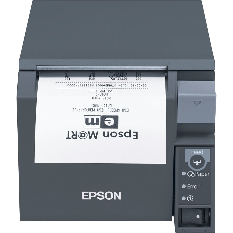 Epson C31CD38A9801 T70II - Space-Saving Receipt Printer, 80mm, Thermal, Ethernet E04 & USB, Dark Gray, Power Supply