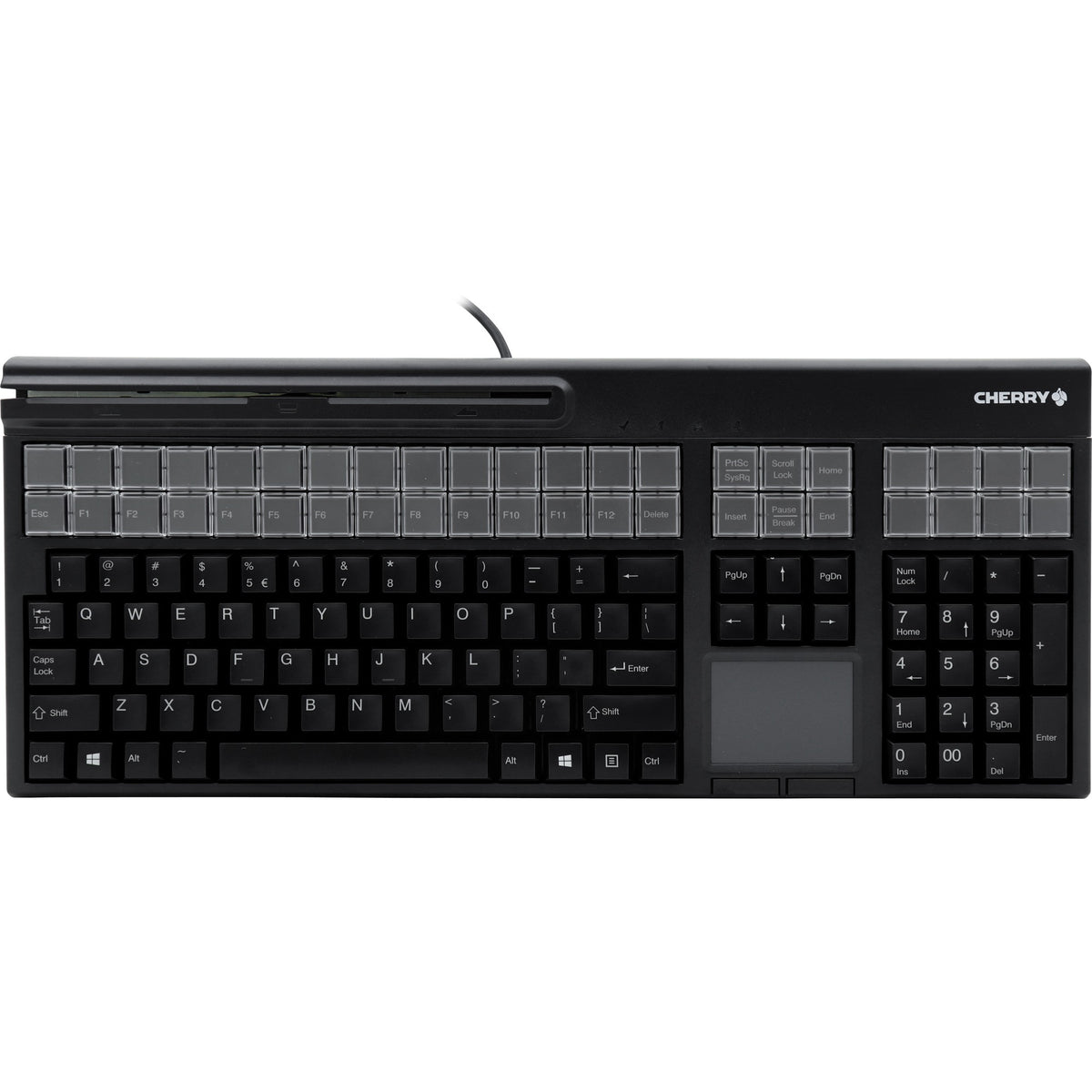 Cherry G86-71411EUADAA LPOS Black QWERTY MSR TP - Black 17" USB keyboard with 3-track MSR and touchpad. US Intl 127 position key
